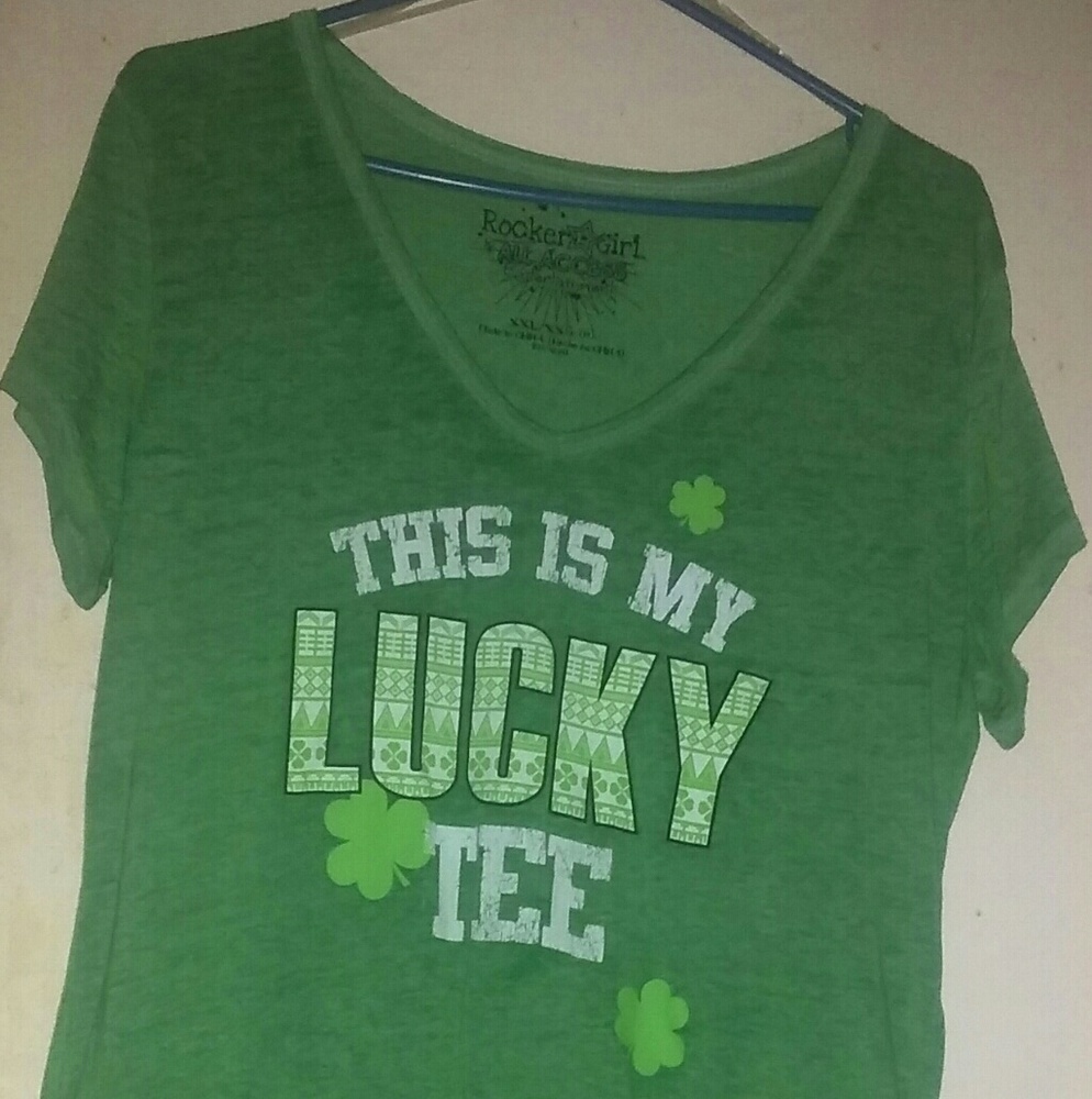 Green T-Shirt with Three Clovers